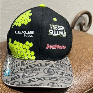 Rare Lexus Racing F-Sport Vasser Sullivan Team Issue Black,Gray & Acid Green Cap